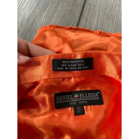 Trouvé Orange Satin Button-Down Shirt - Picture 3 of 5